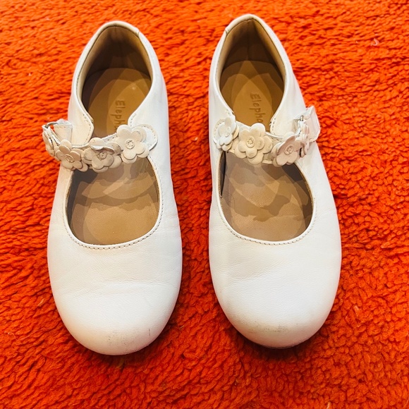 Beautiful Elephantito formal white leather shoes Girls size 11 - Picture 1 of 6